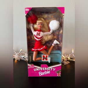 NIB SIGNED Vintage University Barbie Nebraska Huskers Cheerleader Doll